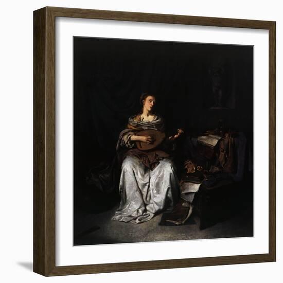 Woman Playing Lute, 1664-1665-Cornelis Bega-Framed Giclee Print
