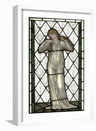 Woman Playing Lute on Stained Glass Window-Edward Burne-Jones-Framed Giclee Print