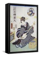 Woman Playing Shamisen-null-Framed Stretched Canvas