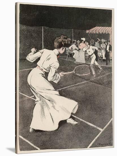 Woman Playing Tennis in Long White Skirt-Ferdinand Von Reznicek-Stretched Canvas