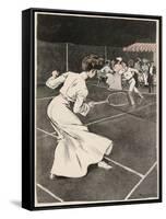 Woman Playing Tennis in Long White Skirt-Ferdinand Von Reznicek-Framed Stretched Canvas