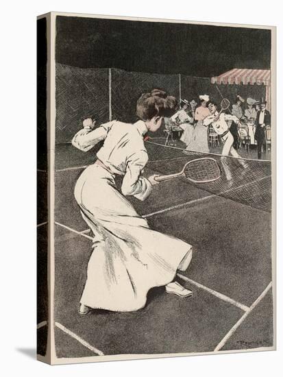 Woman Playing Tennis in Long White Skirt-Ferdinand Von Reznicek-Stretched Canvas