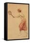 Woman Playing Tennis-null-Framed Stretched Canvas