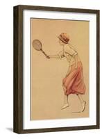Woman Playing Tennis-null-Framed Art Print