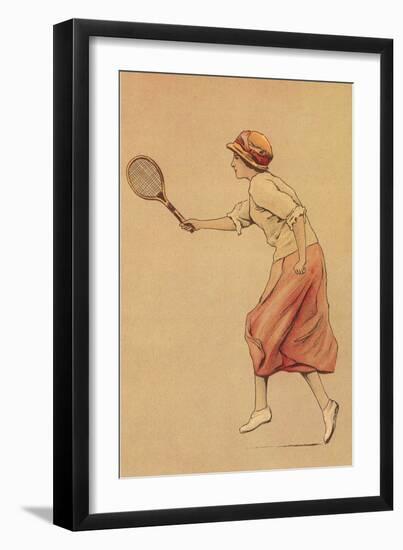 Woman Playing Tennis-null-Framed Art Print