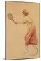 Woman Playing Tennis-null-Mounted Art Print