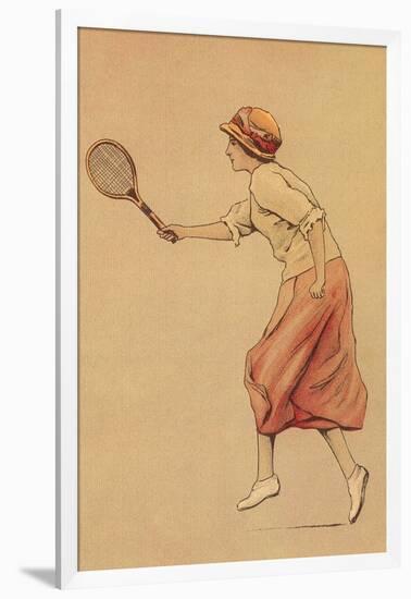 Woman Playing Tennis-null-Framed Art Print