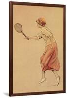 Woman Playing Tennis-null-Framed Art Print