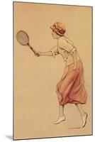 Woman Playing Tennis-null-Mounted Art Print
