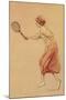 Woman Playing Tennis-null-Mounted Art Print