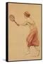 Woman Playing Tennis-null-Framed Stretched Canvas