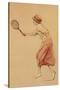 Woman Playing Tennis-null-Stretched Canvas