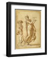 Woman Playing the Flute, Accompanied by a Canephoric Bearded Dwarf-Piero Ligorio-Framed Giclee Print