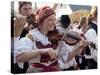 Woman Playing Violin and Wearing Folk Dress, Borsice, Brnensko, Czech Republic-Richard Nebesky-Stretched Canvas