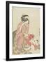 Woman Playing with a Child with a Tengu Mask, 1795-1802-Kitagawa Utamaro-Framed Giclee Print