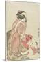 Woman Playing with a Child with a Tengu Mask, 1795-1802-Kitagawa Utamaro-Mounted Giclee Print