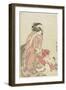 Woman Playing with a Child with a Tengu Mask, 1795-1802-Kitagawa Utamaro-Framed Giclee Print