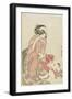 Woman Playing with a Child with a Tengu Mask, 1795-1802-Kitagawa Utamaro-Framed Giclee Print