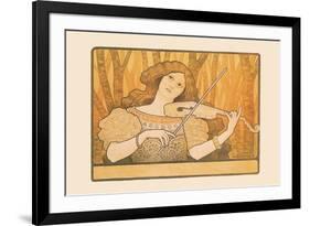 Woman Plays the Violin-Paul Berthon-Framed Art Print