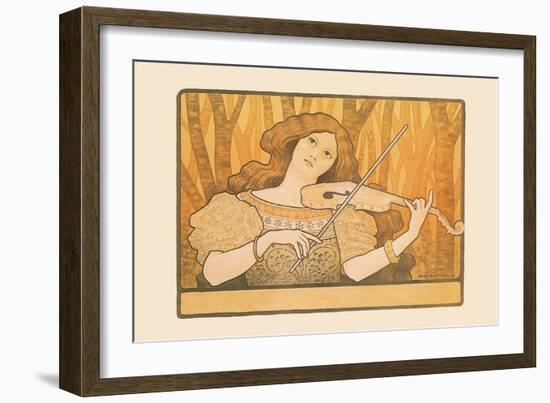 Woman Plays the Violin-Paul Berthon-Framed Art Print