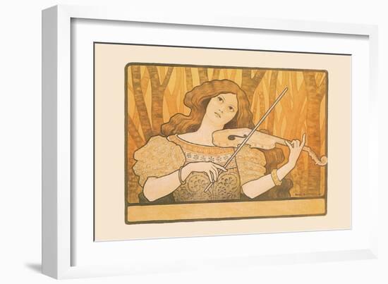 Woman Plays the Violin-Paul Berthon-Framed Art Print