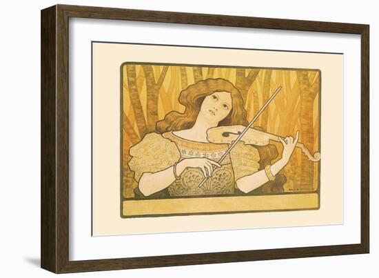 Woman Plays the Violin-Paul Berthon-Framed Art Print