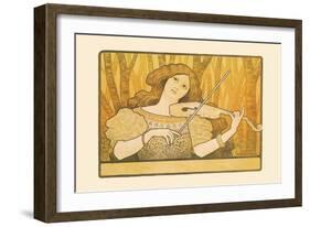 Woman Plays the Violin-Paul Berthon-Framed Art Print