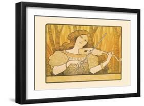 Woman Plays the Violin-Paul Berthon-Framed Art Print