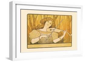 Woman Plays the Violin-Paul Berthon-Framed Art Print