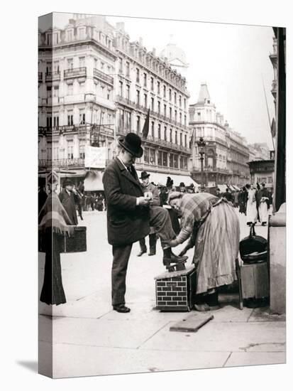 Woman Polishing Shoes, Brussels, 1898-James Batkin-Stretched Canvas