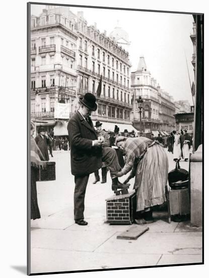 Woman Polishing Shoes, Brussels, 1898-James Batkin-Mounted Photographic Print