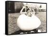 Woman Popping Out of Giant Egg-null-Framed Stretched Canvas