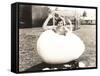 Woman Popping Out of Giant Egg-null-Framed Stretched Canvas