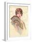 Woman Portrait with Fan-null-Framed Art Print