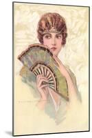 Woman Portrait with Fan-null-Mounted Art Print