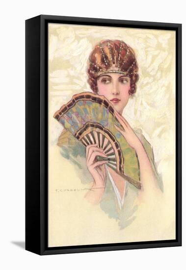 Woman Portrait with Fan-null-Framed Stretched Canvas