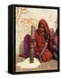 Woman Pounding Food in Village Near Deogarh, Rajasthan State, India-Robert Harding-Framed Stretched Canvas