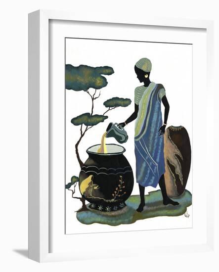 Woman Pouring in Blue-Judy Mastrangelo-Framed Giclee Print