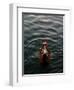 Woman Pouring Water During Morning Puja on Ganges, Varanasi, India-Anthony Plummer-Framed Photographic Print