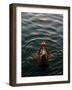 Woman Pouring Water During Morning Puja on Ganges, Varanasi, India-Anthony Plummer-Framed Photographic Print