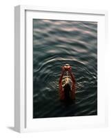 Woman Pouring Water During Morning Puja on Ganges, Varanasi, India-Anthony Plummer-Framed Photographic Print