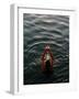 Woman Pouring Water During Morning Puja on Ganges, Varanasi, India-Anthony Plummer-Framed Photographic Print