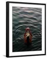 Woman Pouring Water During Morning Puja on Ganges, Varanasi, India-Anthony Plummer-Framed Photographic Print