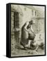 Woman Pouring Water into Milk Cans-Jean-François Millet-Framed Stretched Canvas