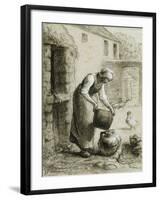 Woman Pouring Water into Milk Cans-Jean-François Millet-Framed Giclee Print