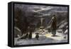 Woman Practicing Sorcery with Black Cats as Companions-null-Framed Stretched Canvas