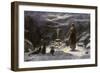 Woman Practicing Sorcery with Black Cats as Companions-null-Framed Giclee Print