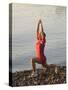 Woman Practicing Yoga on the Riverside, Bainbridge Island, Washington State, USA-null-Stretched Canvas