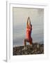 Woman Practicing Yoga on the Riverside, Bainbridge Island, Washington State, USA-null-Framed Photographic Print