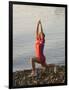 Woman Practicing Yoga on the Riverside, Bainbridge Island, Washington State, USA-null-Framed Photographic Print